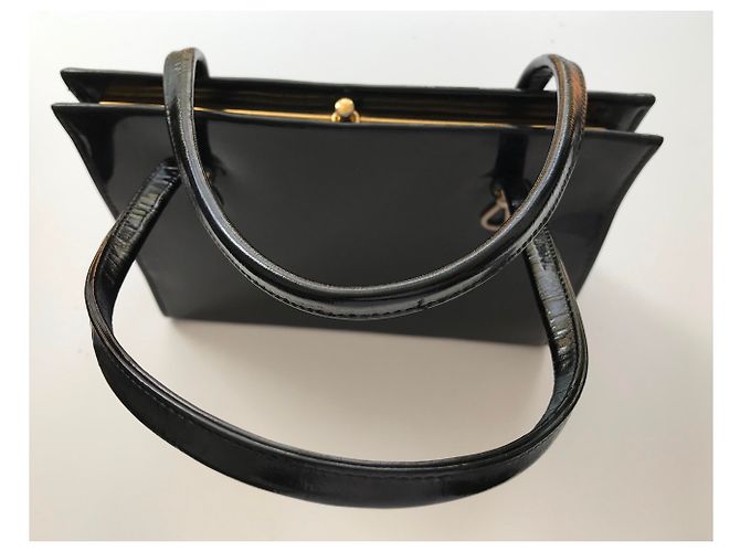 Vintage schwarze Patenthandtasche - Ansicht 5