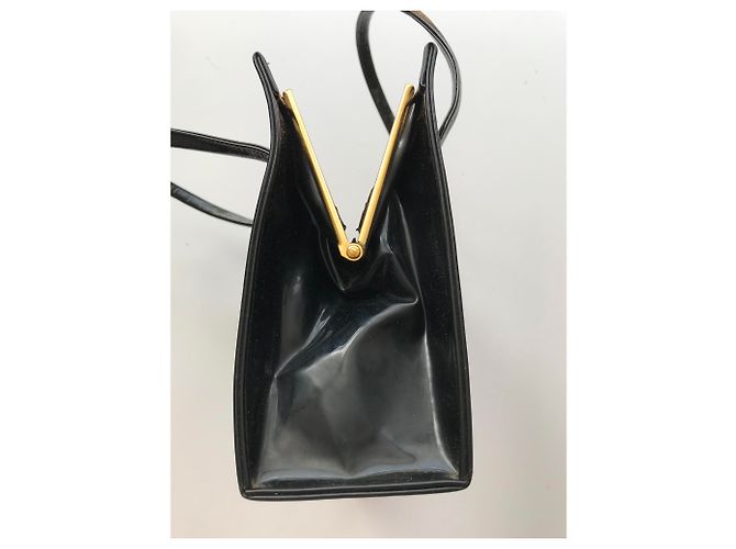 Vintage schwarze Patenthandtasche - Ansicht 7