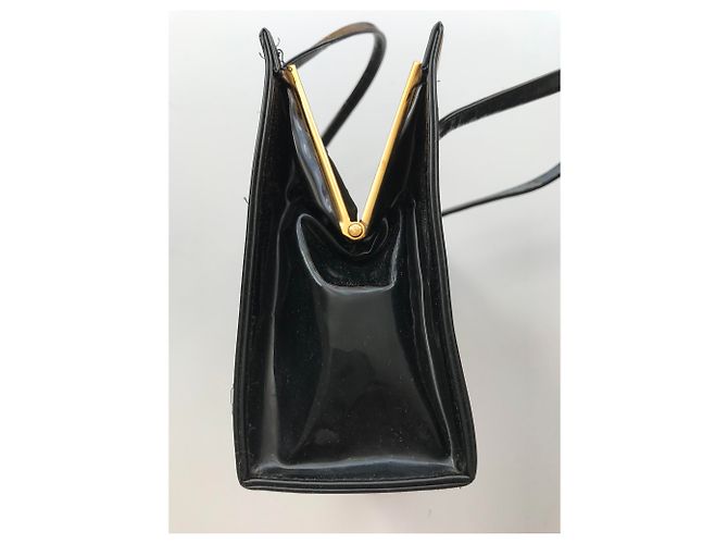 Vintage schwarze Patenthandtasche - Ansicht 8