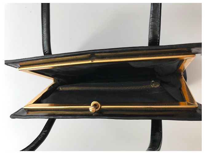 Vintage schwarze Patenthandtasche - Ansicht 9