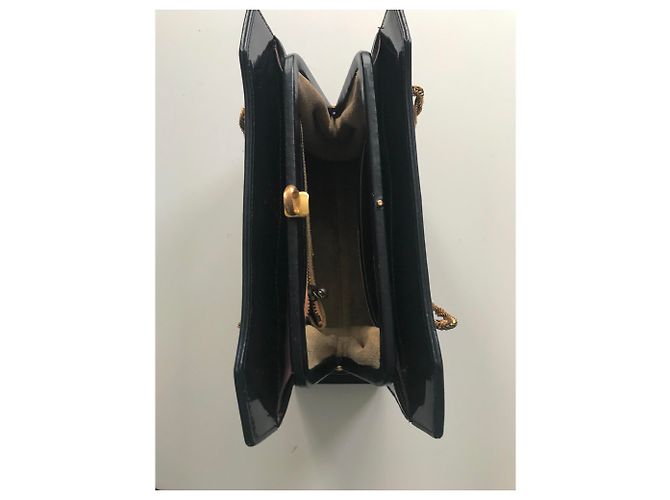 Vintage Navy Lackledertasche Marineblau - Ansicht 14