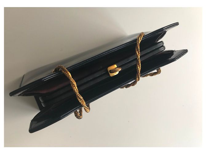 Vintage Navy Lackledertasche Marineblau - Ansicht 16