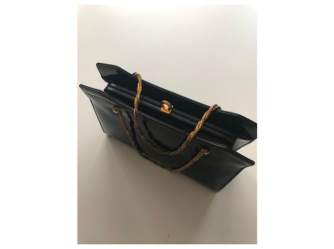 Vintage Navy Lackledertasche Marineblau - Ansicht 17