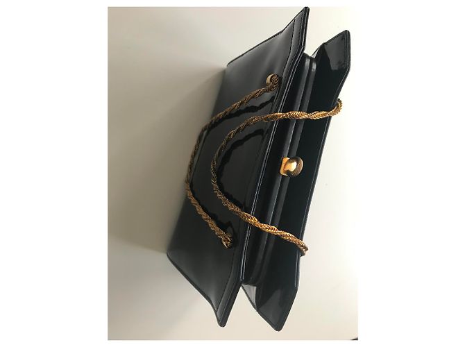 Vintage Navy Lackledertasche Marineblau - Ansicht 18