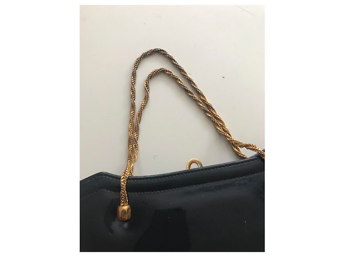 Vintage Navy Lackledertasche Marineblau - Ansicht 19