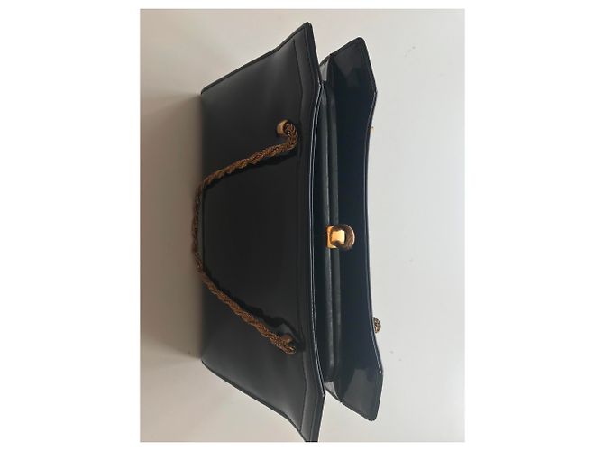 Vintage Navy Lackledertasche Marineblau - Ansicht 21