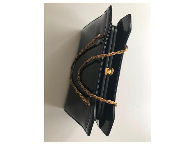 Vintage Navy Lackledertasche Marineblau - Ansicht 4