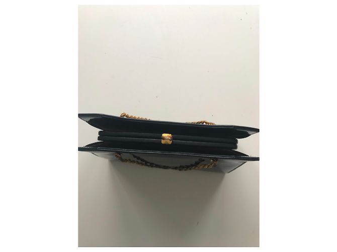 Vintage Navy Lackledertasche Marineblau - Ansicht 8