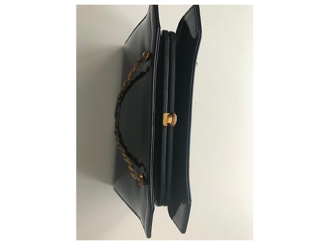 Vintage Navy Lackledertasche Marineblau - Ansicht 9