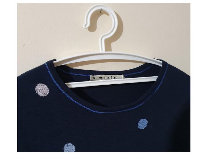 Autre Marque Pull Mansted oversize en coton bleu manches courtes L - vue 3