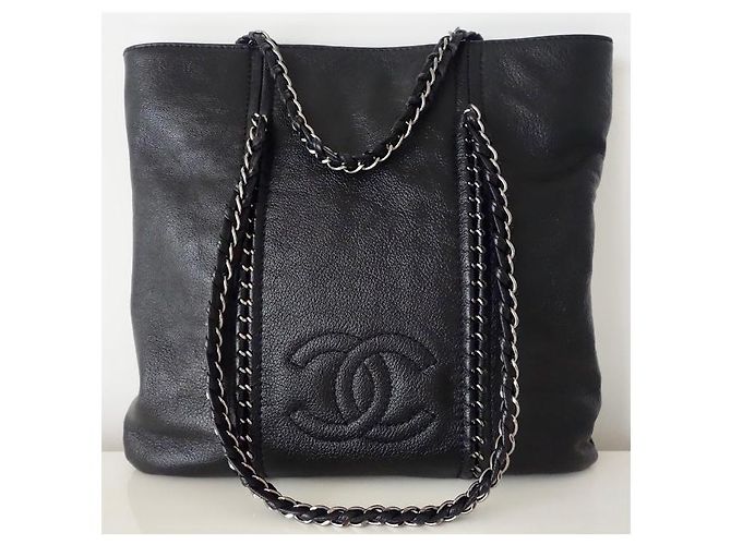 Borsa Shopping Chanel Nera in Agnello Nero - vista 5