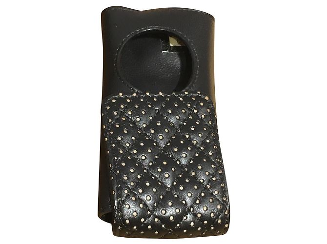 Chanel iPod leather cover black silvery - view 2
