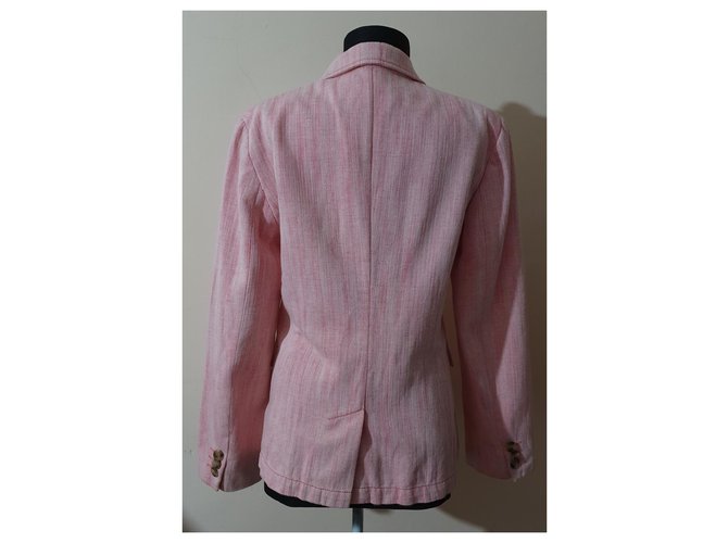 Blazer Weekend Max Mara Rosa Blanco Algodón Lino - vista 2