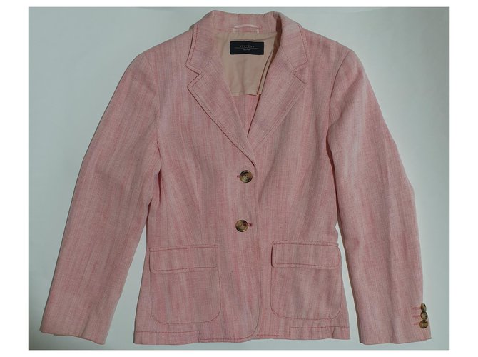 Blazer Weekend Max Mara Rosa Blanco Algodón Lino - vista 3