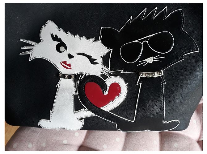 Borsa shopper Karl Lagerfeld Choupette in love nera Nero - vista 2