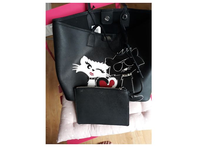 Borsa shopper Karl Lagerfeld Choupette in love nera Nero - vista 3
