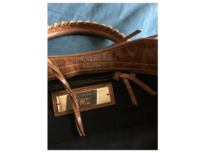 Borsa a mano Balenciaga City in pelle marrone - vista 2