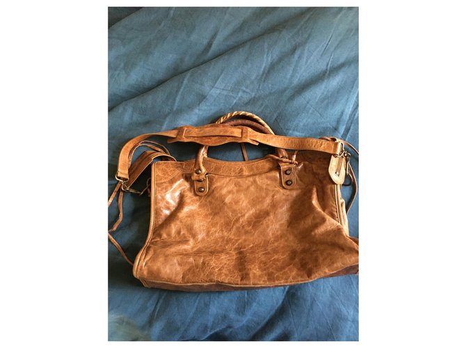 Borsa a mano Balenciaga City in pelle marrone - vista 3