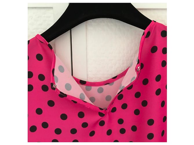 Top de seda rosa com bolinhas pretas Dolce & Gabbana - vista 3
