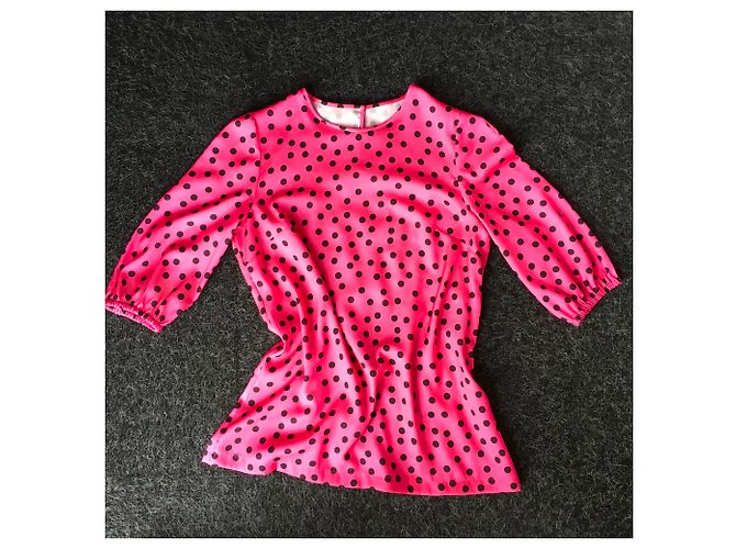Top de seda rosa com bolinhas pretas Dolce & Gabbana - vista 6