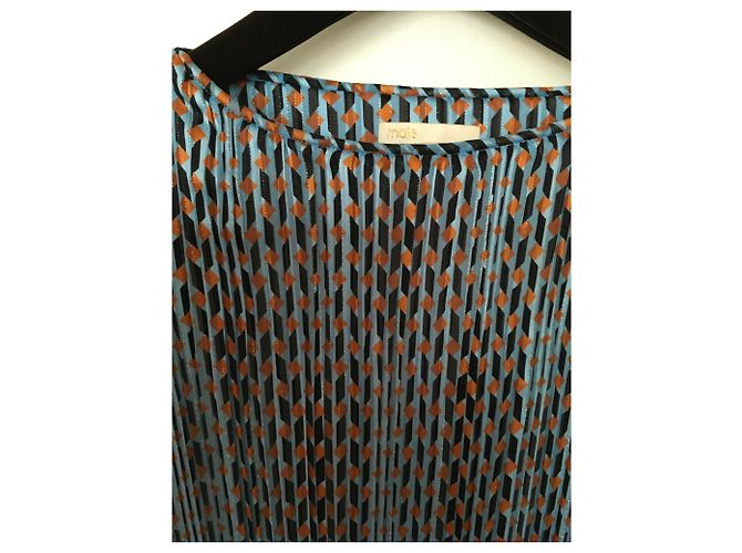 Abito midi Maje in cotone blu e bronzo - vista 2