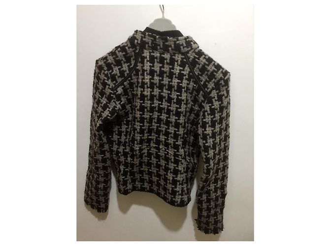 Marc Cain Houndstooth wool jacket Black Grey - view 2