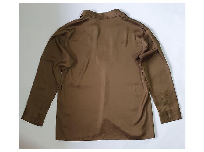 Blusa oversize Uniqlo marrone oro poliestere - vista 4