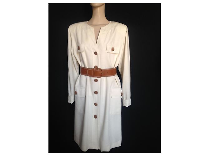 Yves Saint Laurent Kleid in Eggshell Viscose Aus weiß - Ansicht 6