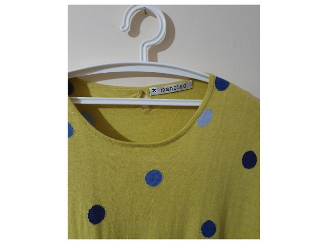 Autre Marque Mansted Gelber Baumwoll Oversize Pullover mit kurzen Ärmeln Mehrfarben - Ansicht 3