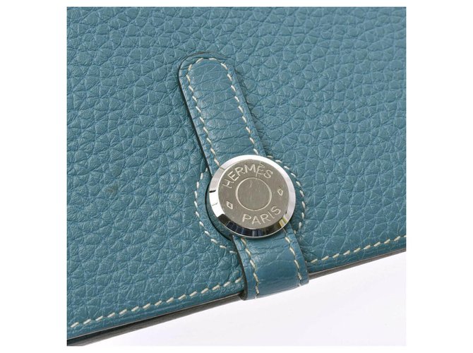 Hermès Dogon GM Long wallet Blue Leather ref.180983 - Joli Closet