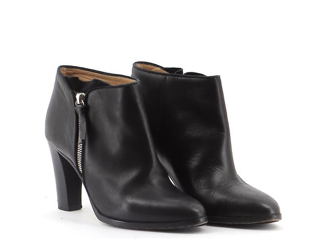 Bottines Charles Jourdan Talons 12 Cm Cuir Noir - Taille 41 - Occasion Bon état