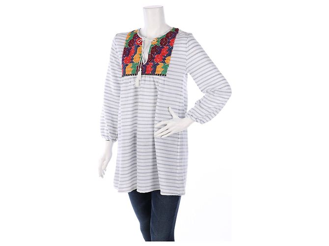 Blusa túnica oversize de algodón J.Crew Blanco Multicolor - vista 4