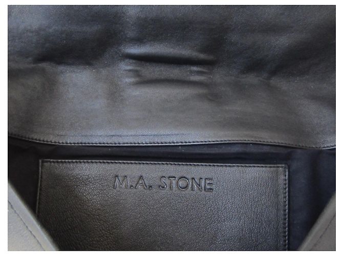 Autre Marque Borsa M.A.STONE Overhand in rettile nero lucido 30 cm - vista 5