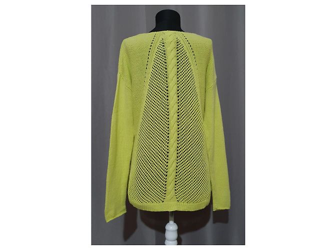 Cynthia Rowley Pullover Limettengelb Baumwolle Acryl Größe L - Ansicht 2