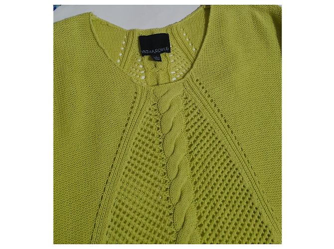 Cynthia Rowley Pullover Limettengelb Baumwolle Acryl Größe L - Ansicht 3