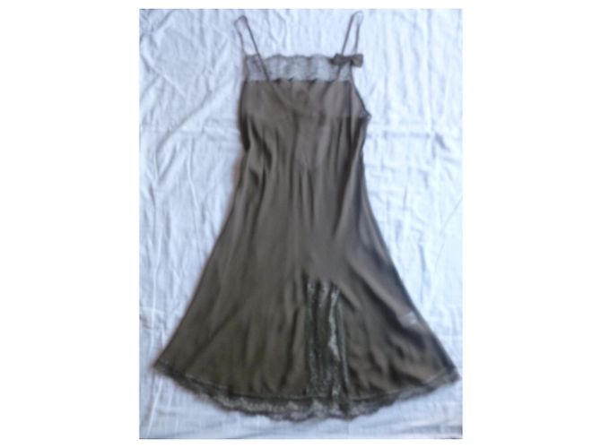 Twin Set abito midi in pura seta e viscosa Taupe - vista 6