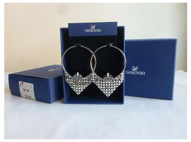 Swarovski Orecchini a cerchio impreziositi da cristalli Metallico - vista 2