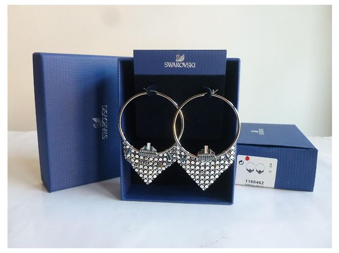 Swarovski Orecchini a cerchio impreziositi da cristalli Metallico - vista 3