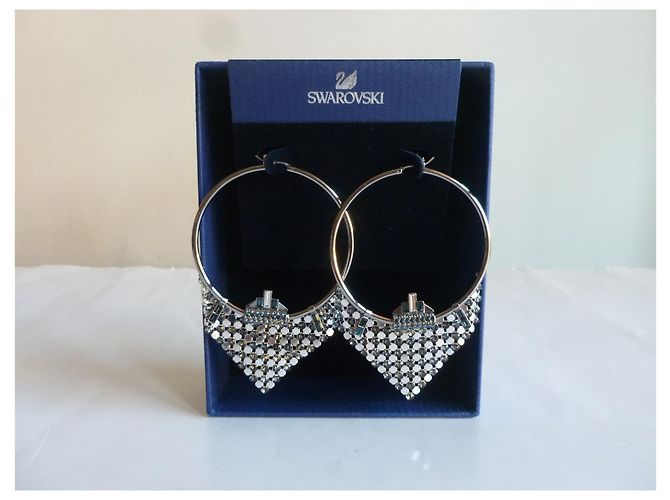 Swarovski Orecchini a cerchio impreziositi da cristalli Metallico - vista 4