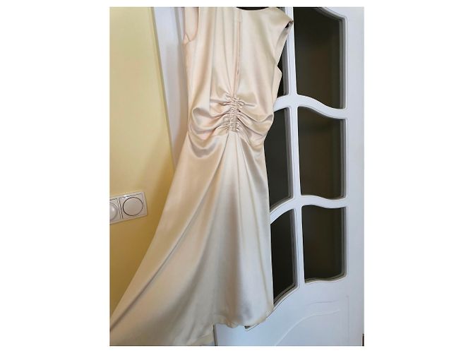 Just Cavalli Seidenkleid in Creme figurbetont Roh - Ansicht 5