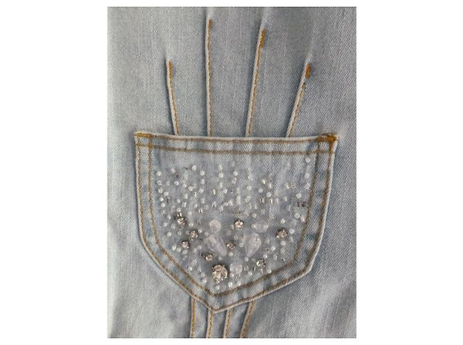 Luisa Spagnoli Giacca in denim decorato con cristalli Blu chiaro - vista 13