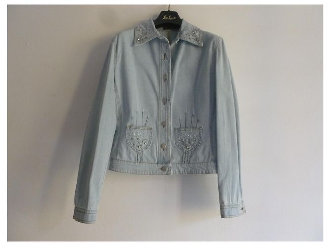 Luisa Spagnoli Giacca in denim decorato con cristalli Blu chiaro - vista 5