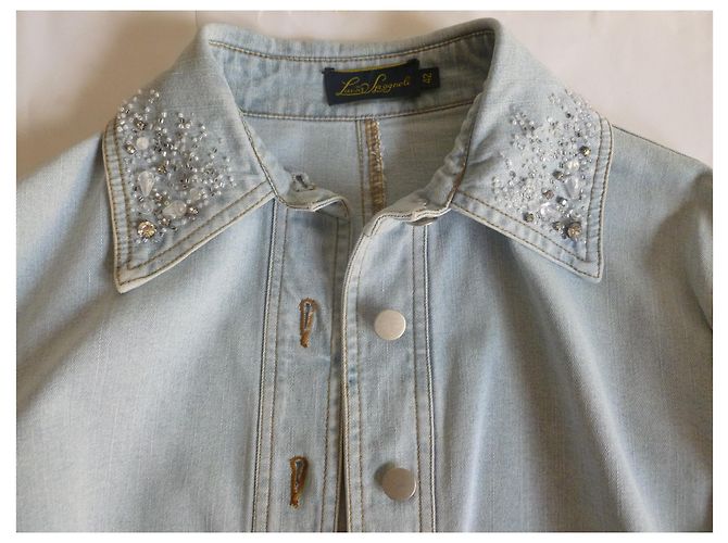 Luisa Spagnoli Giacca in denim decorato con cristalli Blu chiaro - vista 8