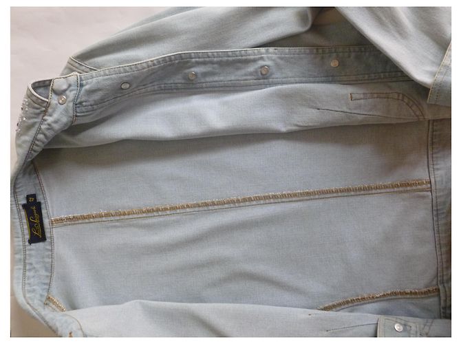 Luisa Spagnoli Giacca in denim decorato con cristalli Blu chiaro - vista 9