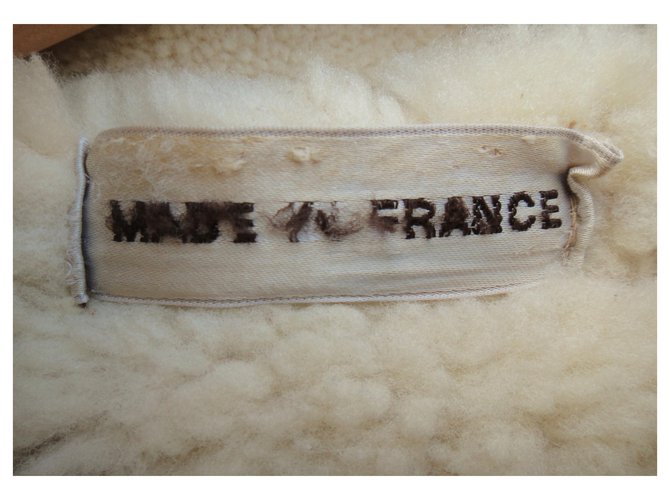 Autre Marque manteau vintage en mouton retourné t 36 Cuir Beige ref