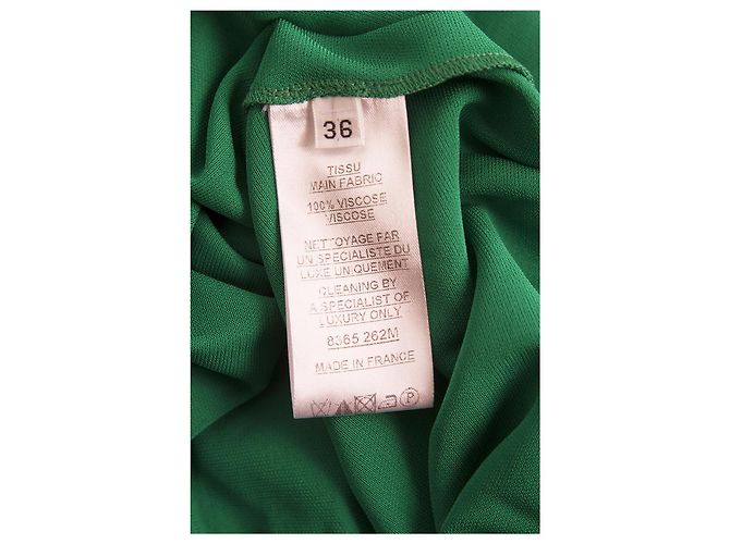 Balmain Green Criss Cross Deep V Neckline Dolman Sleeve Mini Length Dress 36 - view 4