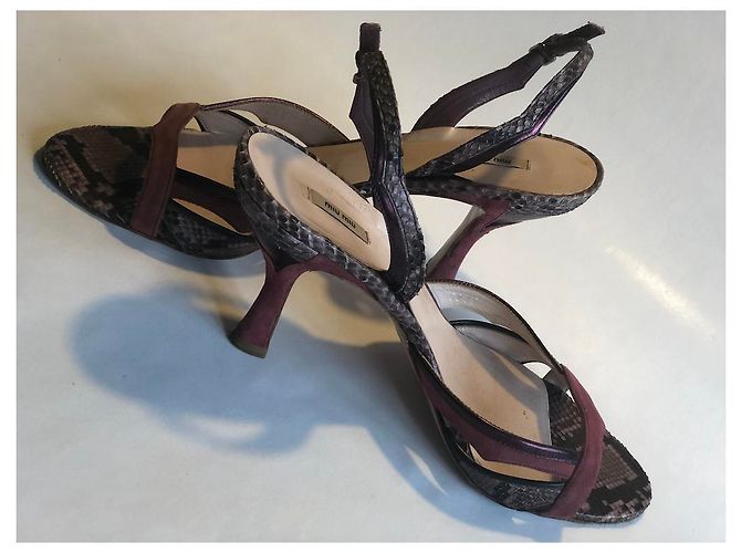 Miu Miu Sandalen aus Python Dunkelrot Bordeaux - Ansicht 6