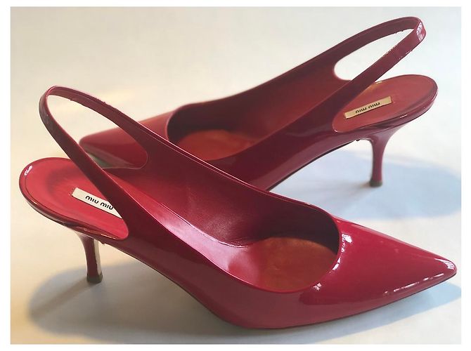 Mule con zeppa Miu Miu in vernice rossa Rosso - vista 3