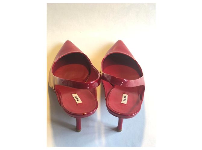 Mule con zeppa Miu Miu in vernice rossa Rosso - vista 4