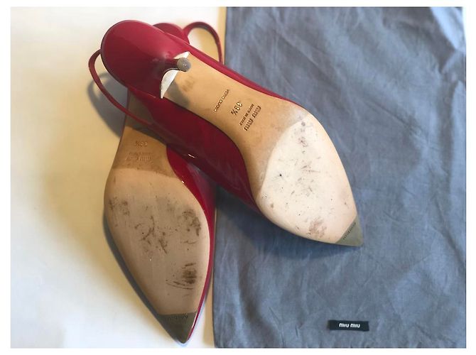 Mule con zeppa Miu Miu in vernice rossa Rosso - vista 5
